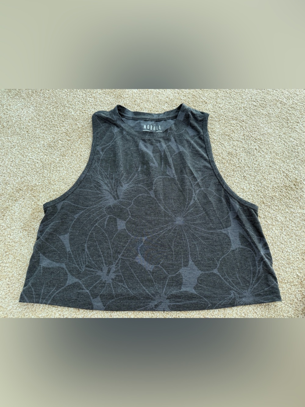 NOBULL Women's Charcoal Floral Crop Tank